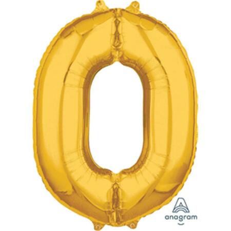 ANAGRAM 26 in. Number 0 Helium Balloon - Gold 89547
